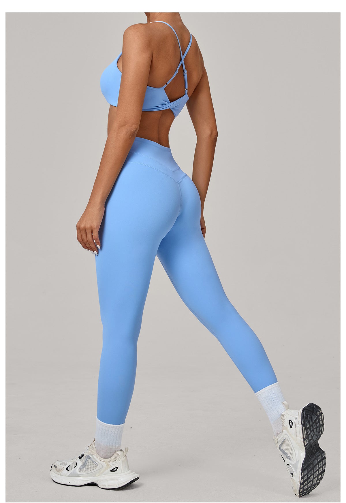 Autumn Sand Tight Back Yoga Stretch High Waist Workout Clothes Running Workout Exercise Outfit