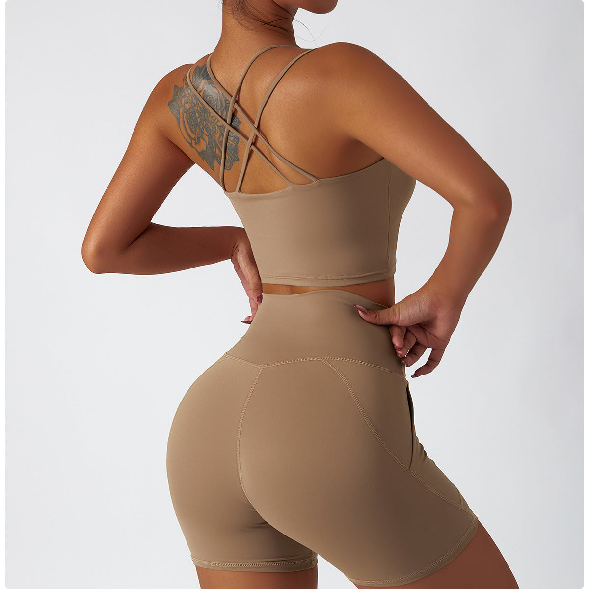 Sollinarry Sustainable Recycled Nude Feel Yoga Suit Summer Breathable Training Sports Suit Women High Waist Hip Lift Running Fitness Clothes