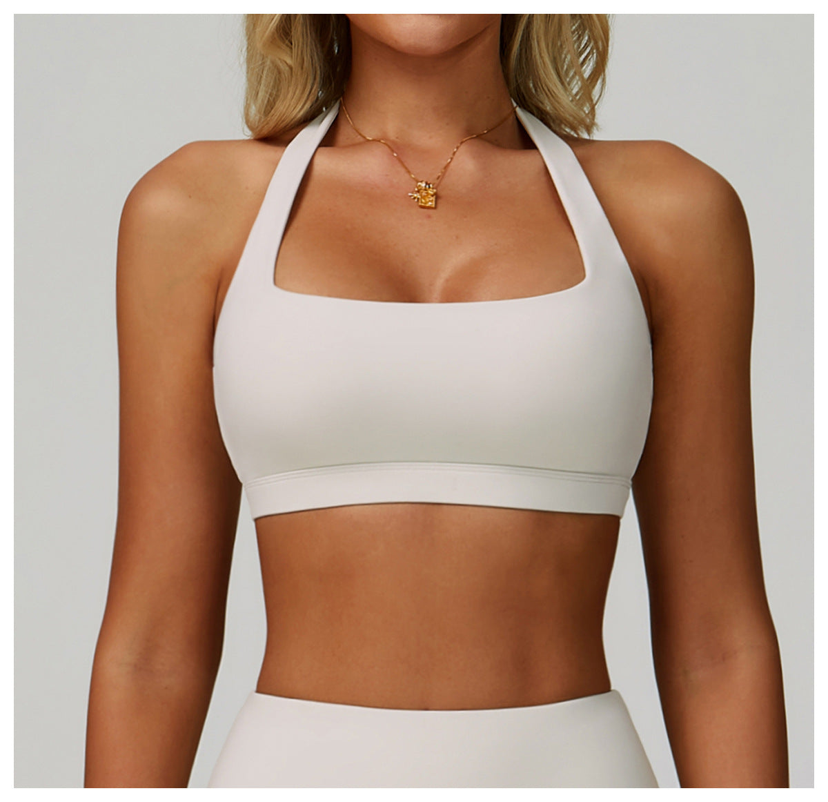 Sollinarry Summer Halter Cloud Sense Yoga Bra Hollow Out Cutout Beauty Back Yoga Clothes Running Fitness High Strength Sports Underwear