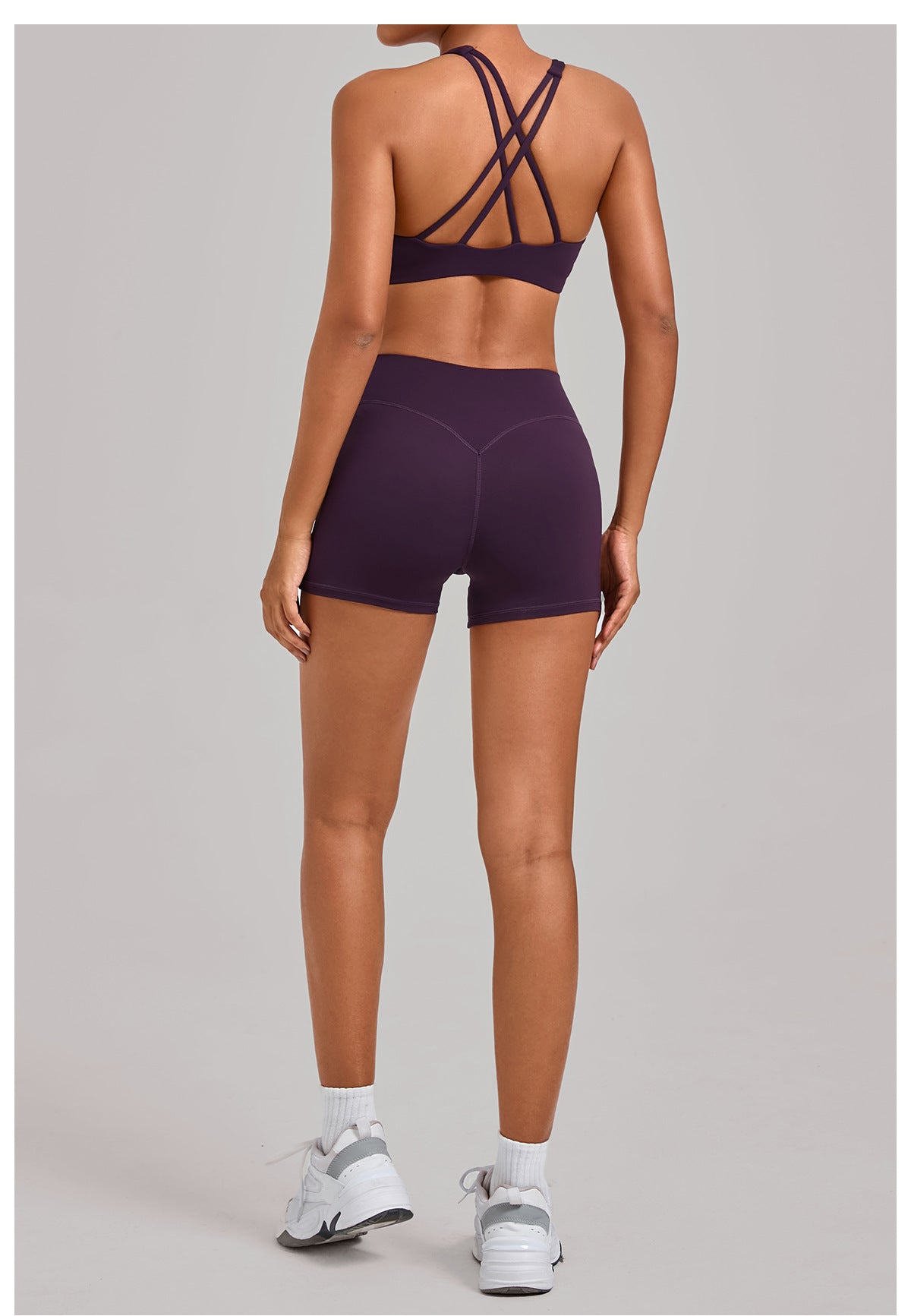 Cross Back Yoga Tight Quick-Drying Workout Clothes Detachable Chest Pad Sports Shorts Two Piece Sets Women
