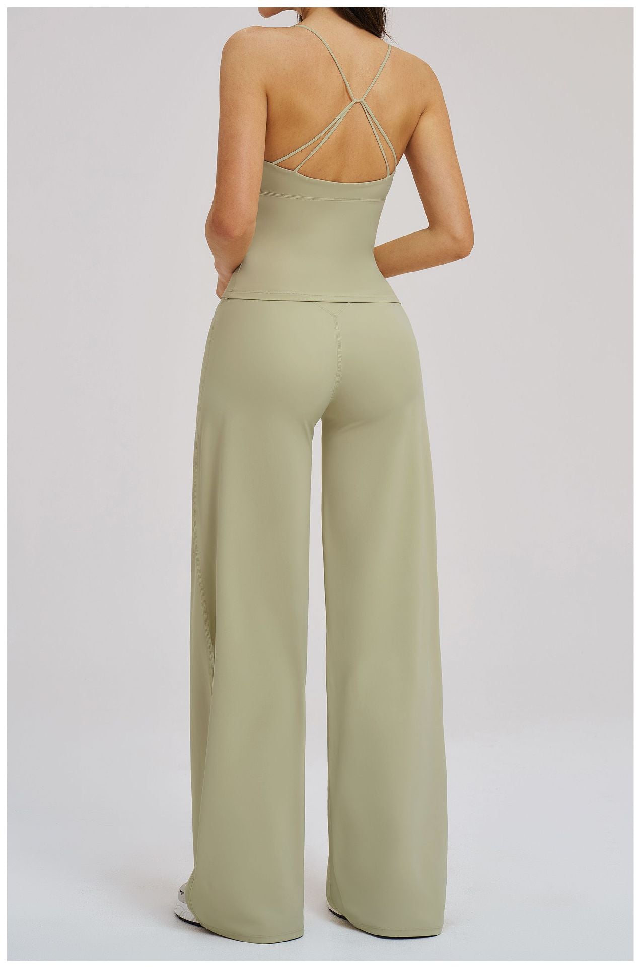 Brushed Sports Wide Leg Beauty Back Casual Outdoor Cycling Running Yoga Two Piece Sets