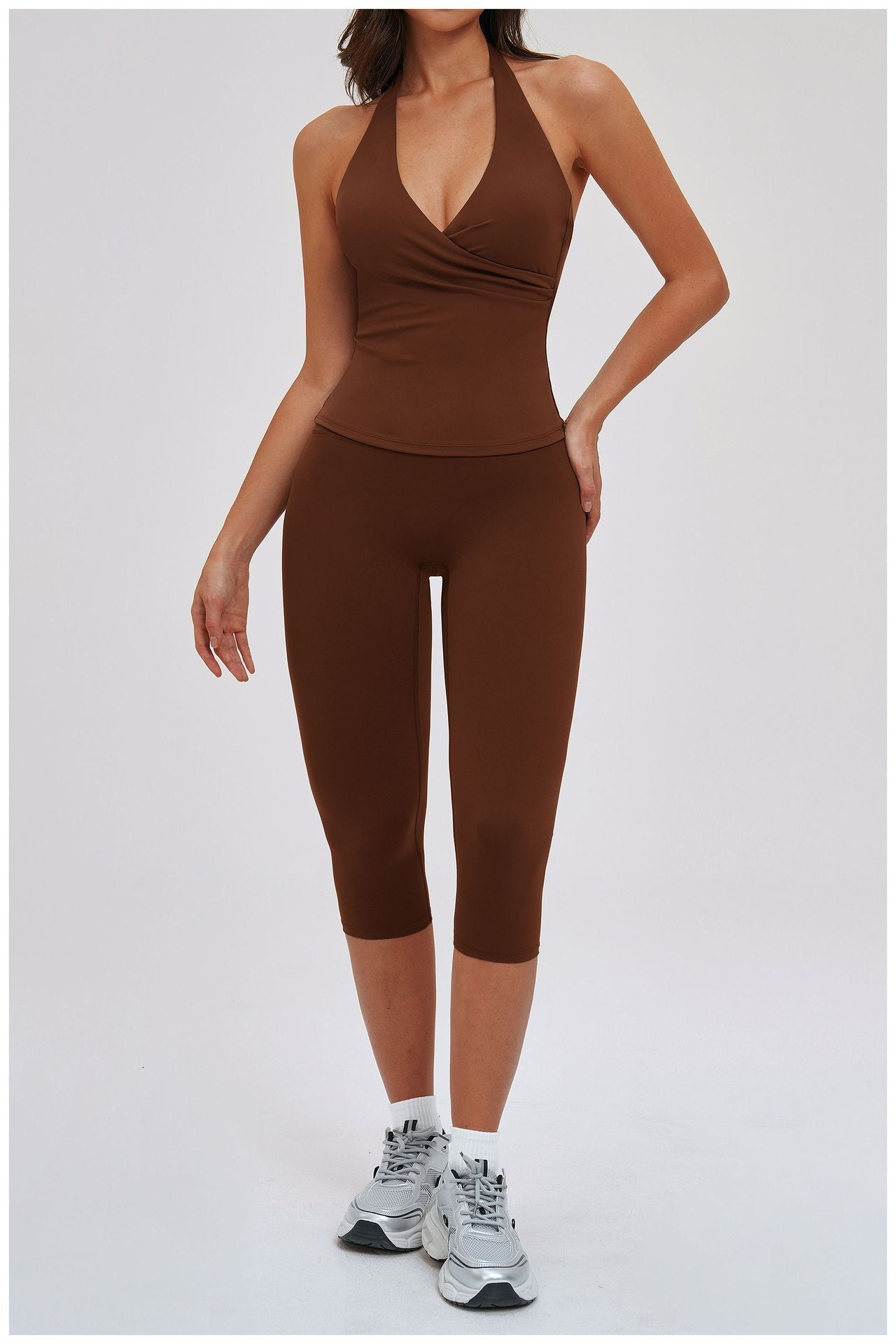 Brushed Yoga Knee Length Pants High Waist Tight Slimming Sports Pirate Shorts Running Outdoors Workout Clothes for Women