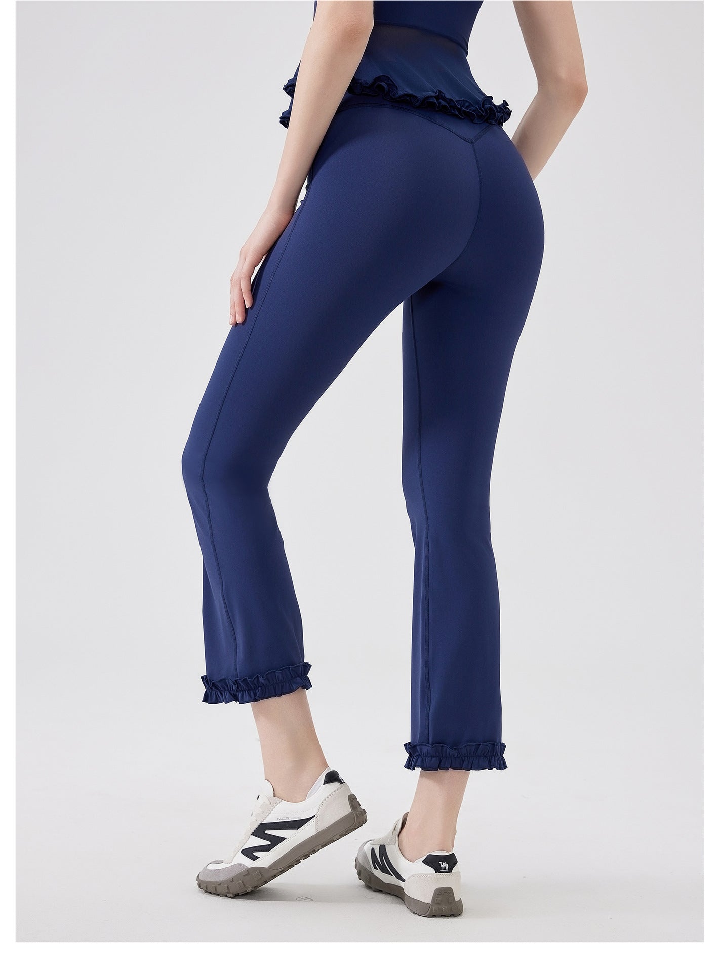 High Waist Lace Slimming Smoke Tube Cropped Pants Slim Fit Yoga Pants Women Hip Lifting Running Workout Pants Fitness Pants