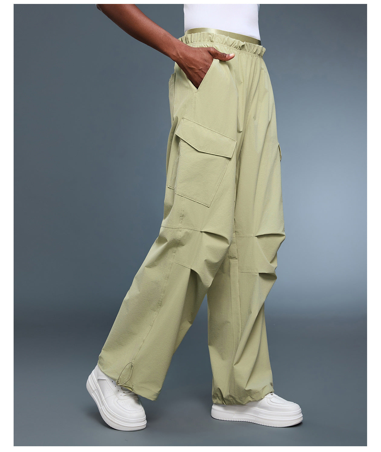 Paratrooper Overalls Women Double Waist Head Straight Leg Ankle Banded Pants Quick Drying Breathable Casual Sports Trousers
