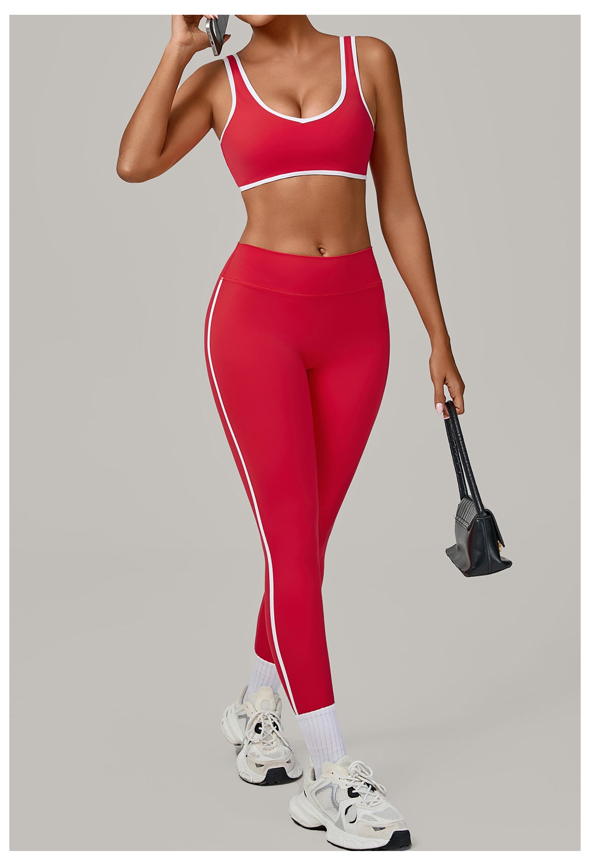 Contrast Color Binding Nude Feel Yoga Beauty Back Tight Quick Drying Workout Clothes Outdoor Sports Two Piece Sets