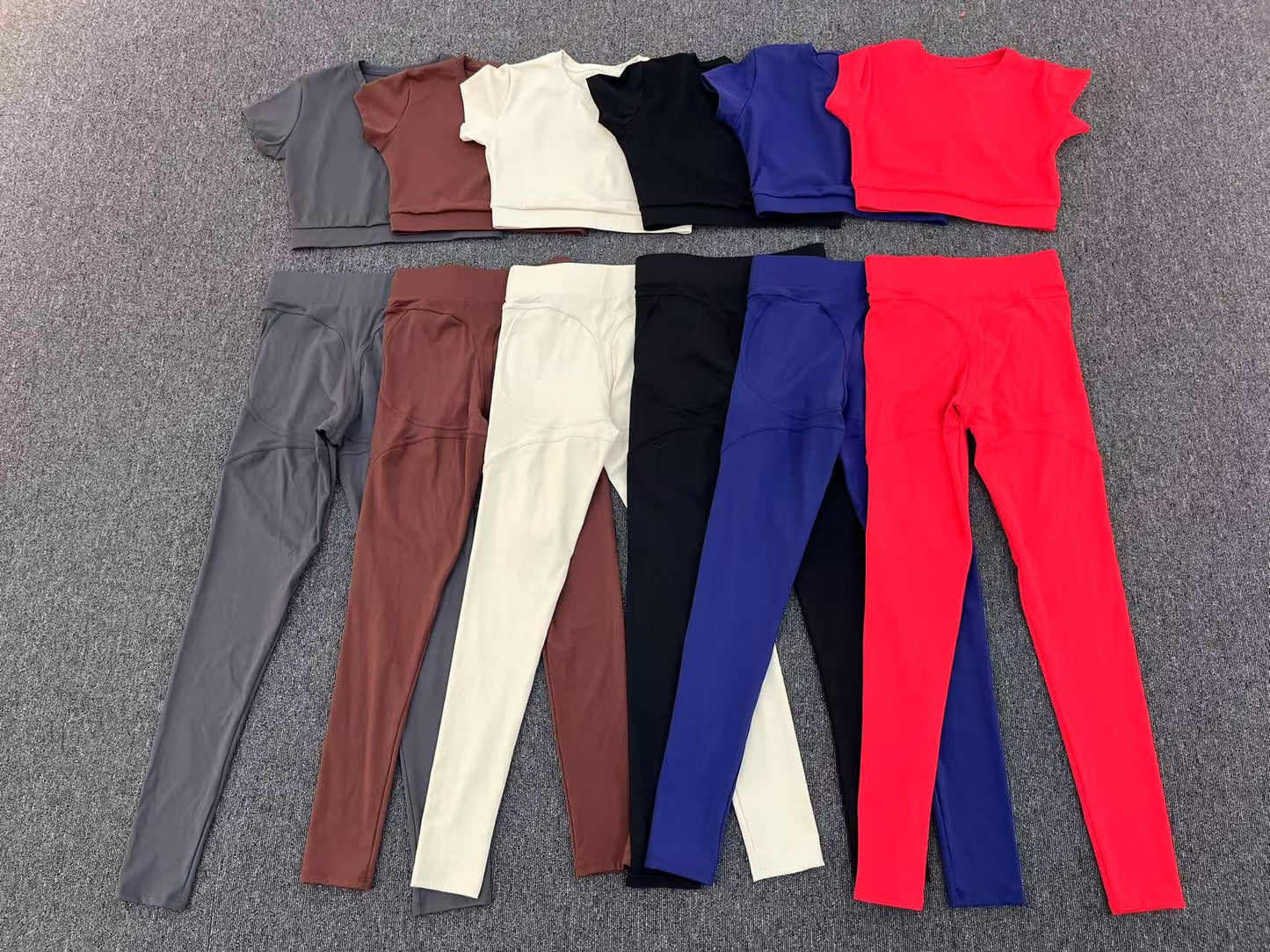 Autumn Sand Brushed Yoga Two Piece Sets Tight High Waist Hip Lifting Yoga Running Exercise Workout Outfit