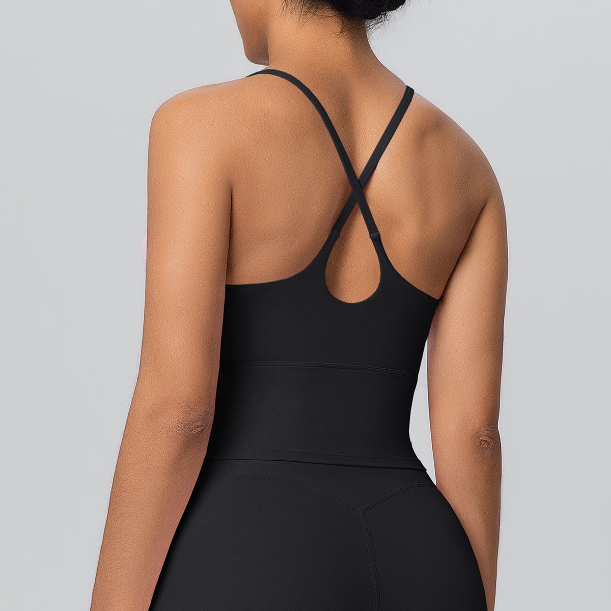 Solid Color Micro Brushed Bra Cross Sling Beautiful Back Sports Vest Casual Running Fitness Top Yoga Clothes
