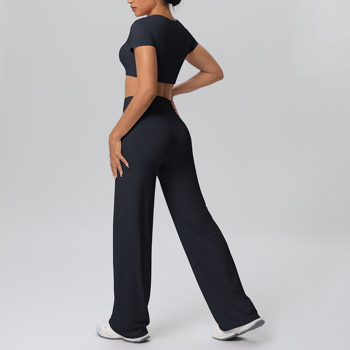Nude Feel Outdoor Sports Short Sleeve Outdoor Running with Chest Pad Straight Leg Pants Yoga Clothes Leggings Yoga Set