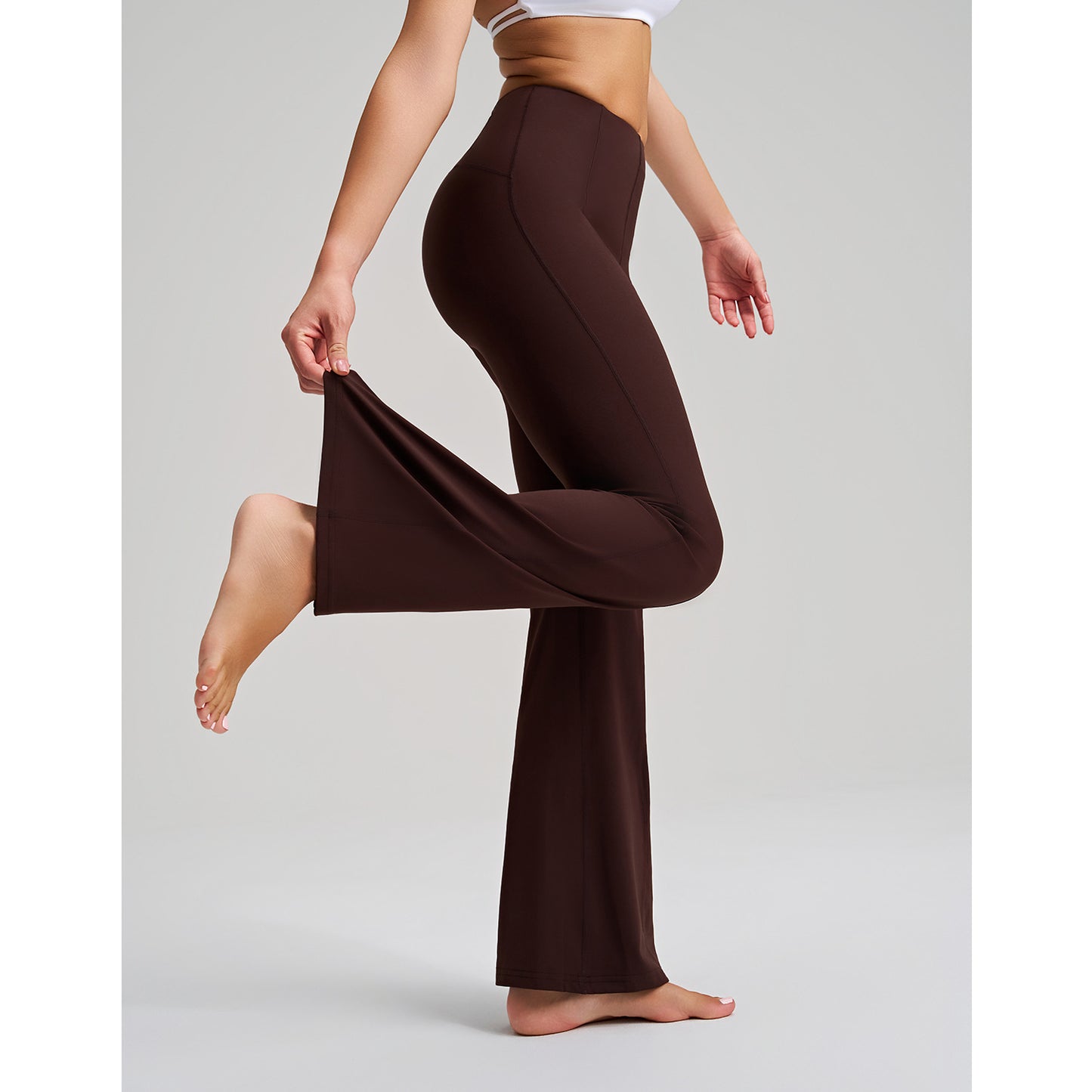 Trousers High Waist Yoga Pants Bell Bottom Pants Women Hip Raise Slimming Fitness Trousers Nude Feel Antibacterial Shaping Bootcut Trousers