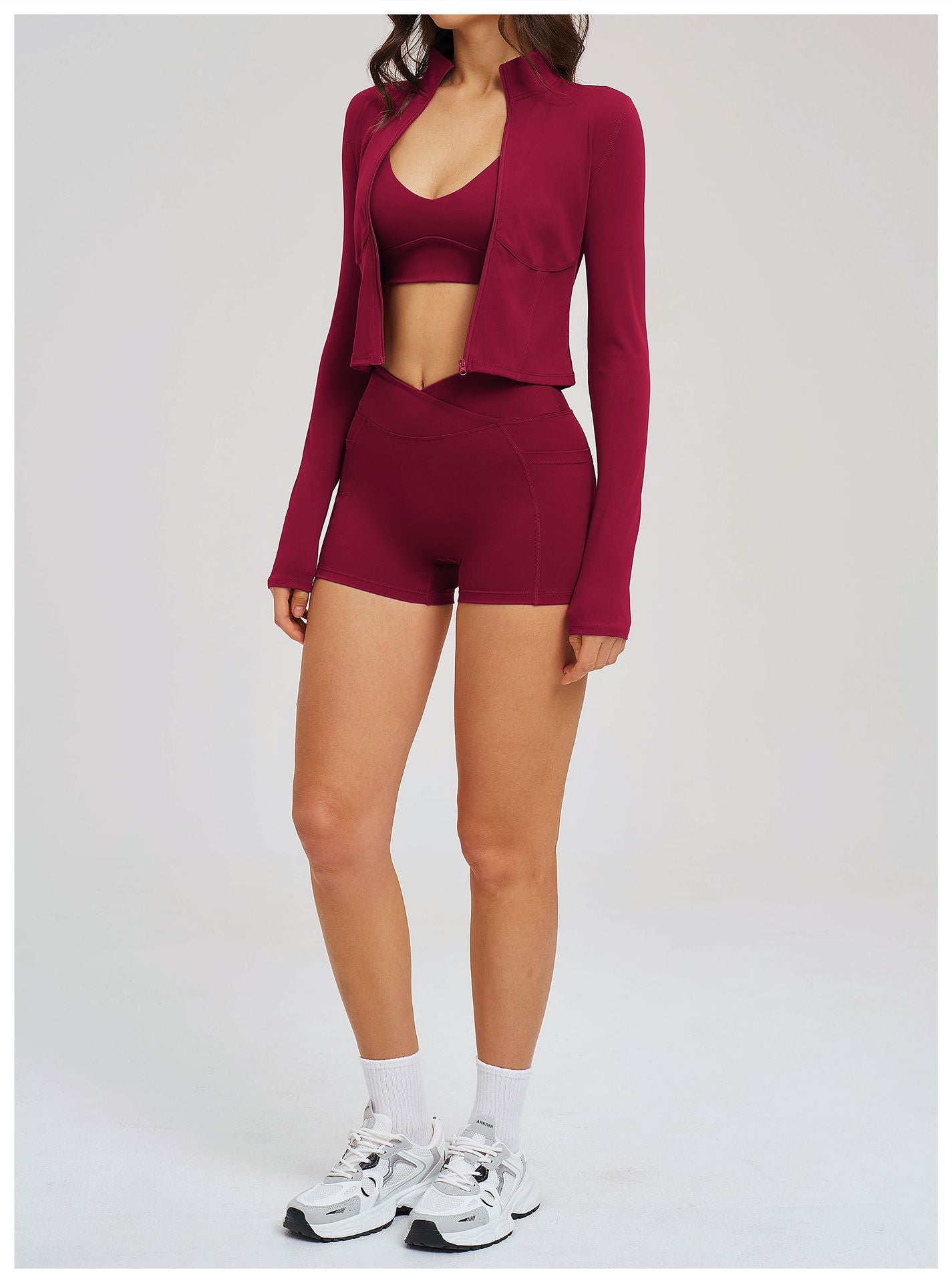 Nude Feel Casual Workout Women Outdoor Running Sports Three Piece Set