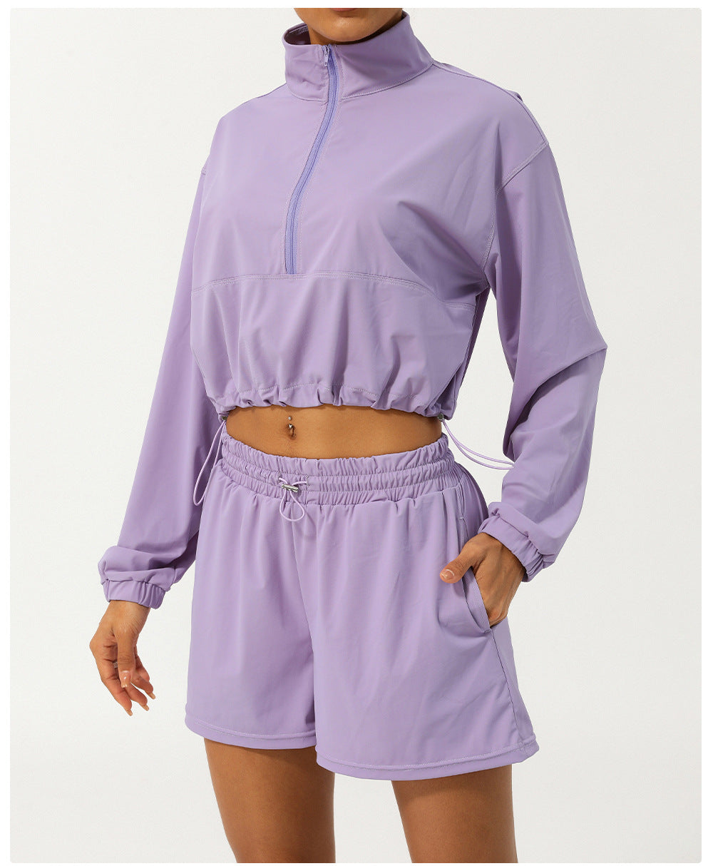 Summer Sports Sun Protection Long Sleeved UV Proof Top Quick Drying Breathable Shorts Casual Sun Protective Clothing Two Piece Set