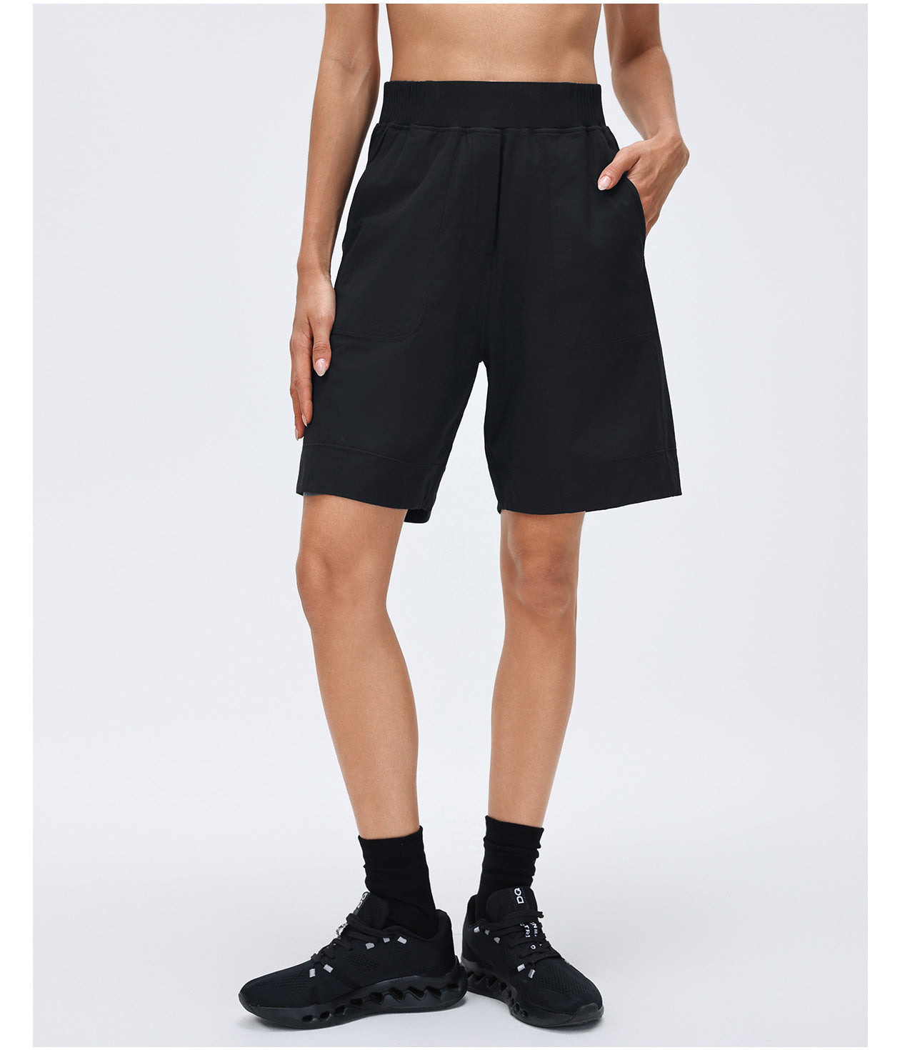 High Waist Casual Cropped Pants Women Lightweight Breathable Sports Running Shorts Loose Straight Fitness Summer