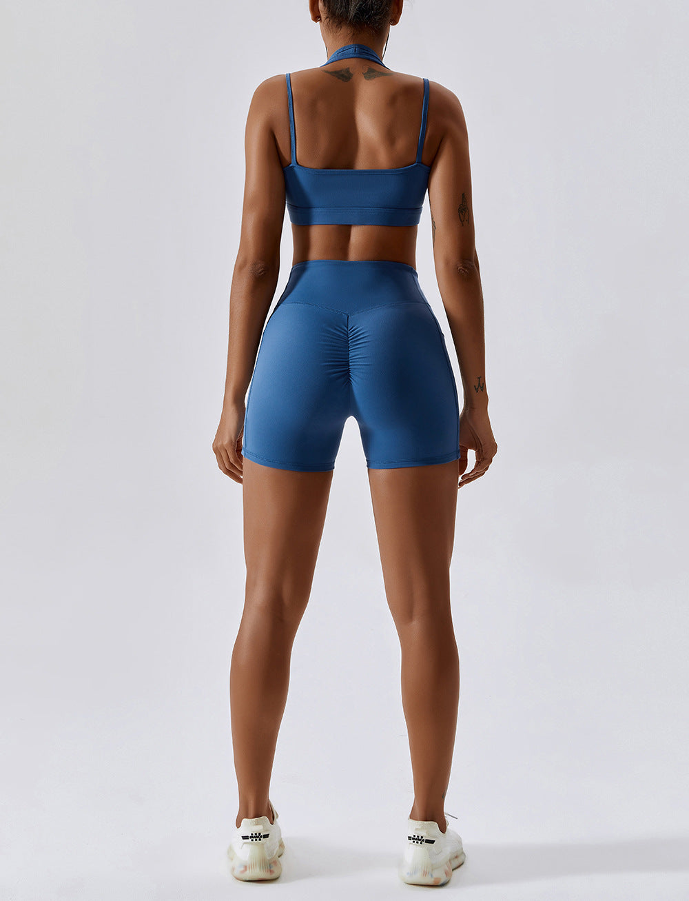Sollinarry Criss Cross Nude Feel Yoga Clothes Women Hip Lift Quick Drying Breathable Skinny Running Suit Sports Back Shaping Workout Clothes