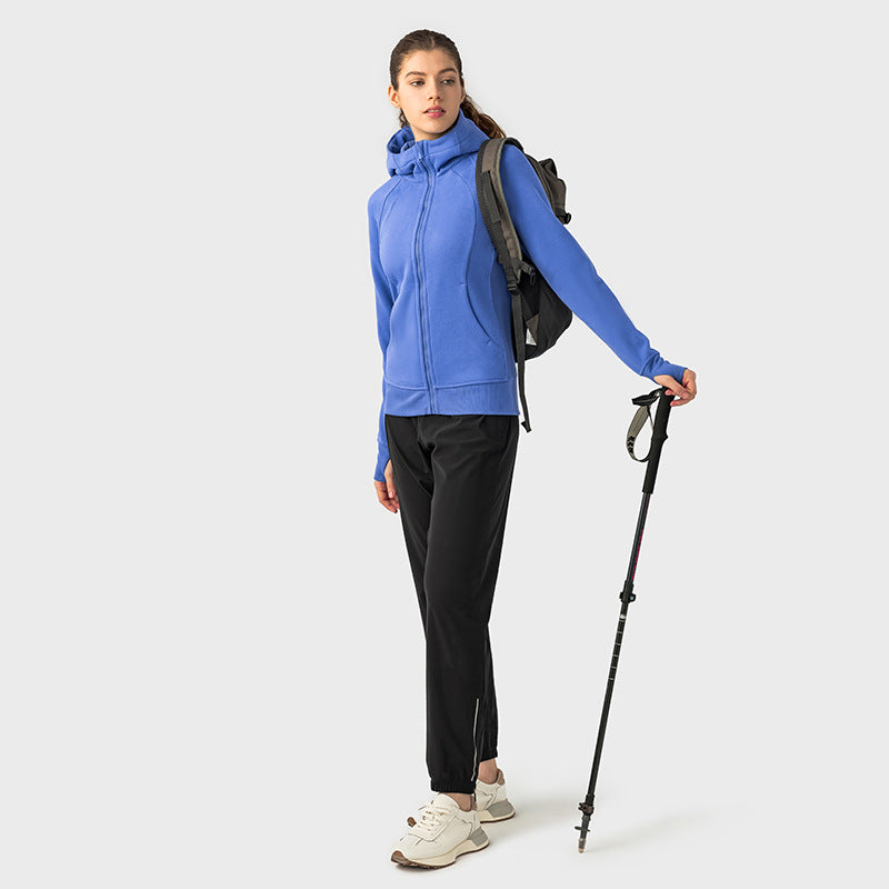 Sca Thickened Warm Hooded Sports Jacket Women Outdoor Casual Outdoor Yoga Training Fitness Jacket