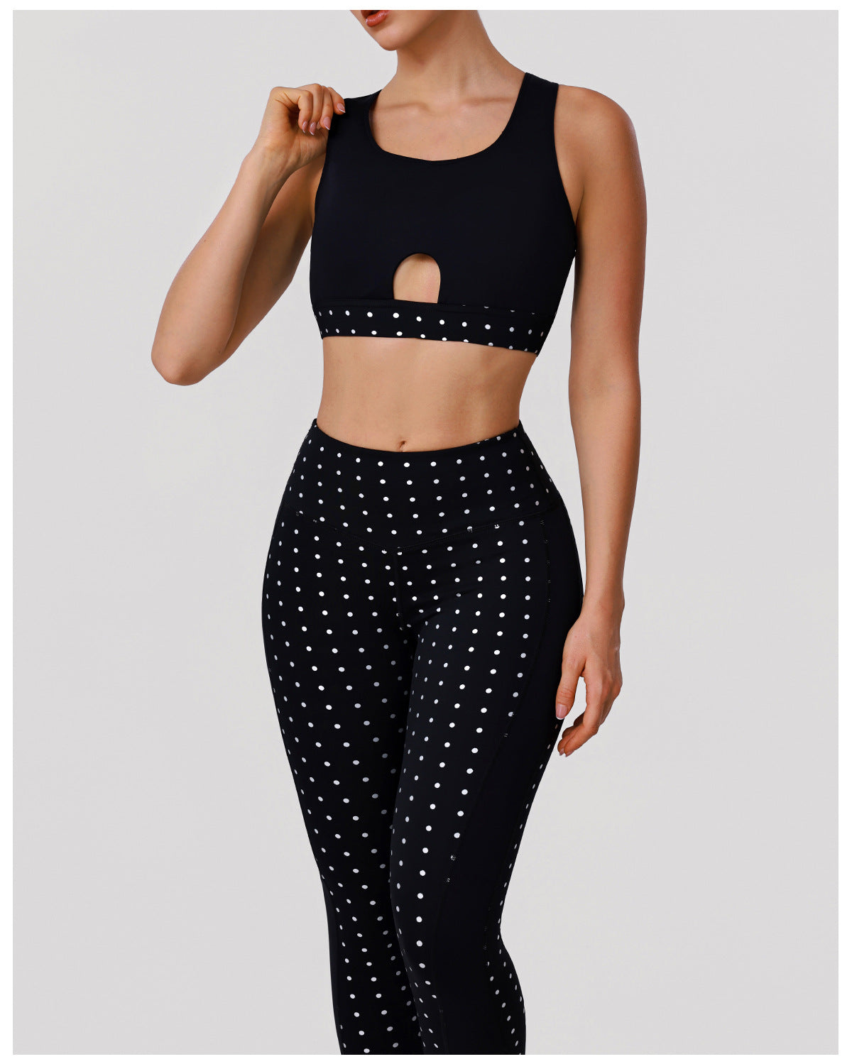 Polka Dot Sports Set Running Beauty Back Underwear Bra Yoga Clothes High Waist Hip Raise Pants Fitness Two Piece Sets