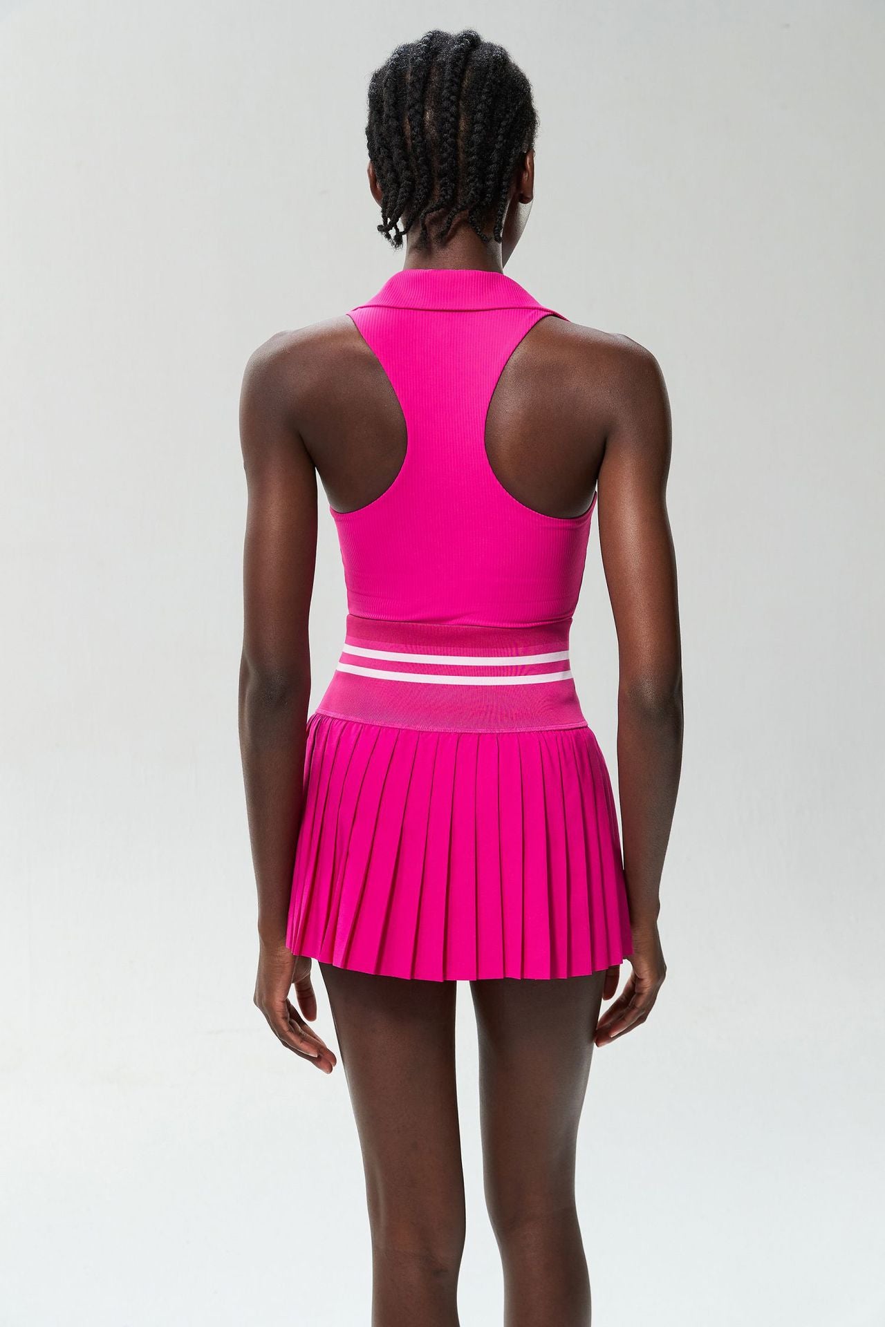 Sports Fitness Tennis Skirt Set Women Anti Exposure Quick Drying with Chest Pad V neck Yoga Clothes Two Piece Set