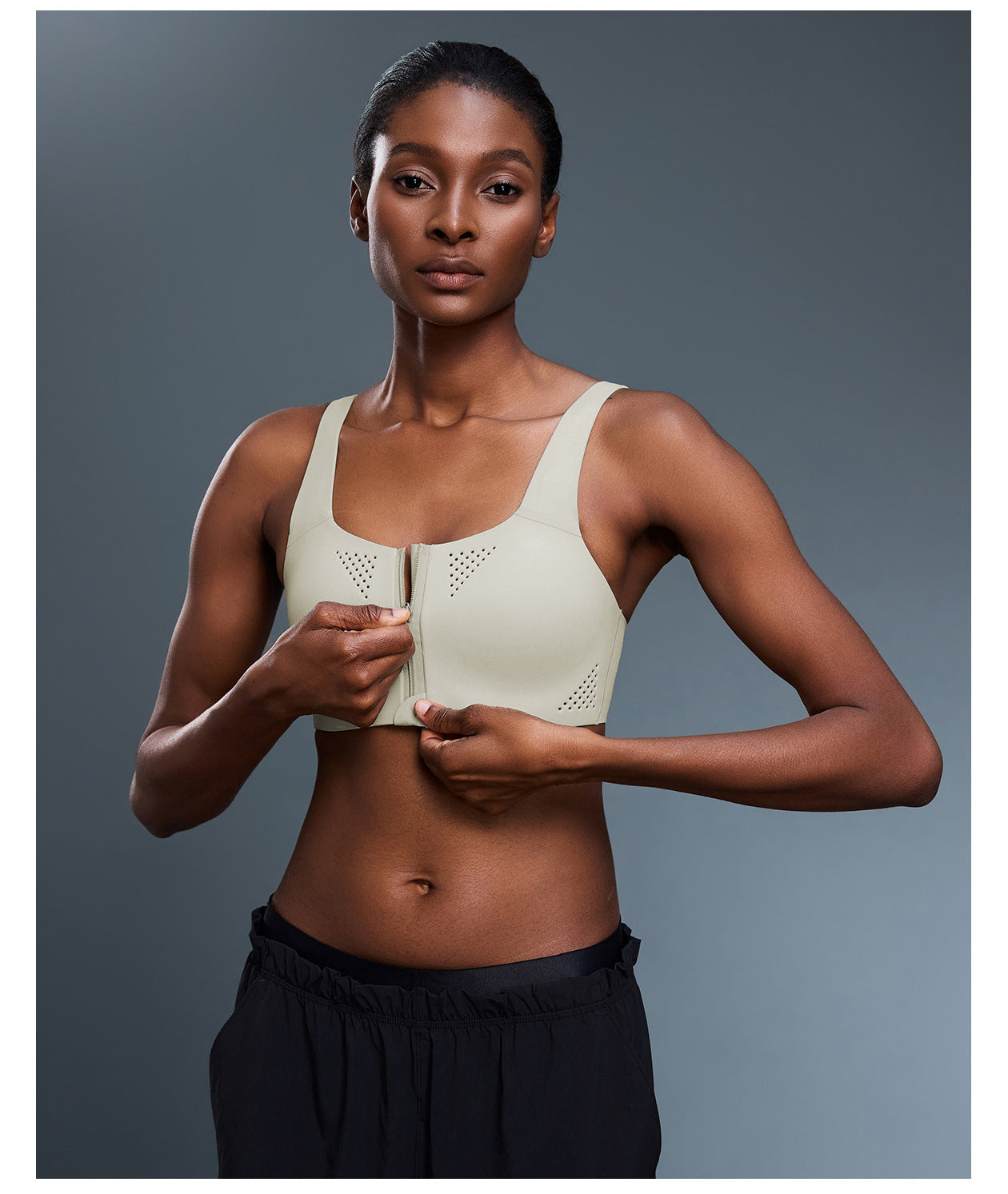 High Strength Support Sports Underwear Front Zipper Yoga One Piece Cup Shockproof Running Training Backless Bra
