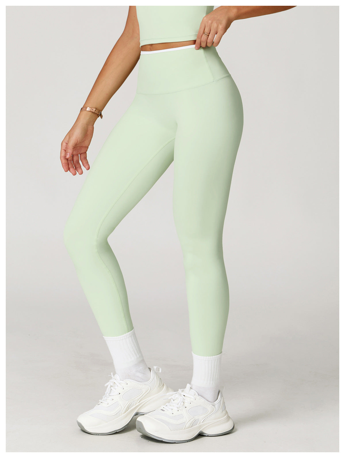 Sollinarry Nude Feel Yoga Pants High Waist Contrast Color Quick Drying Trousers Sports Running Fitness Sports Tights