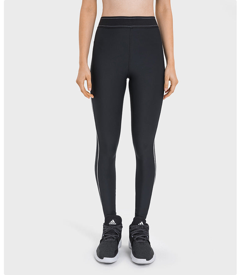 Contrast Color Elasticated Waist Sports Tights High Elastic Slim Slimming Training Fitness Yoga Pants Women