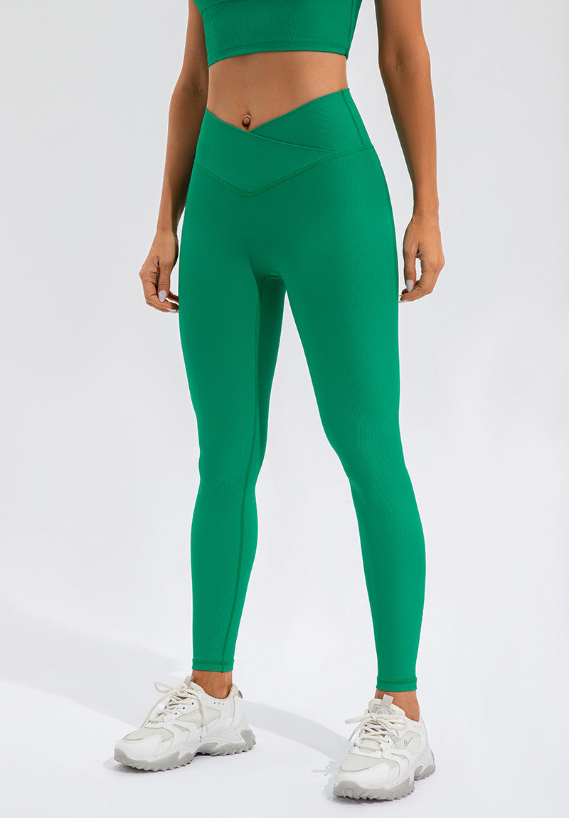 Nude Feel Quick Drying Yoga Pants Women Hip Lifting Outdoor Running Fitness Pants Elastic High Waist Workout Exercise Pants