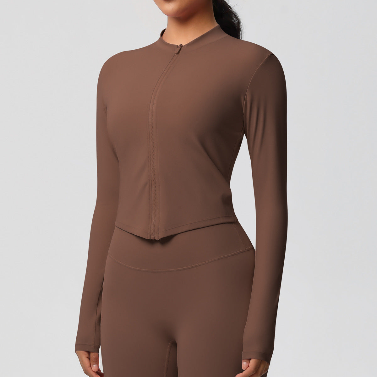 Nude Feel Sports Jacket Women Tight Training Workout Clothes Stand Collar Zipper Cardigan Nude Feel Yoga Clothes