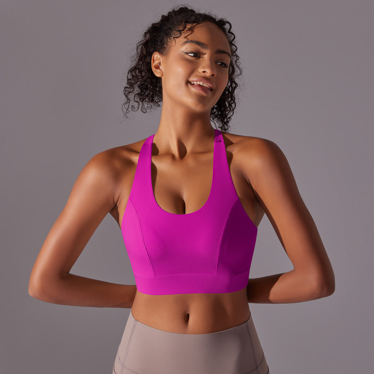 High Strength Sports Underwear One Piece Chest Pad Seamless Hook Eye Closure Yoga Vest Shockproof Push up Beauty Back Yoga Bra