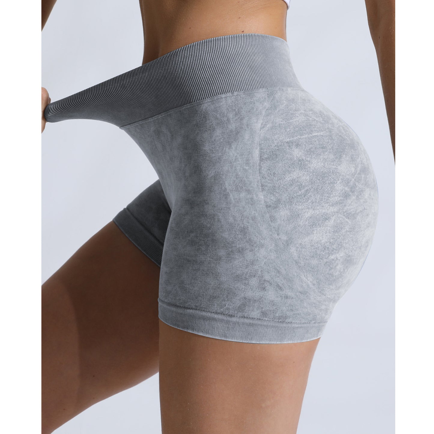 High Waist Peach Hip Lifting Running Fitness Women Shorts Tight Belly Trimming Body Shaping Cropped Outfit Waist Girdling Stone Washed Yoga Shorts
