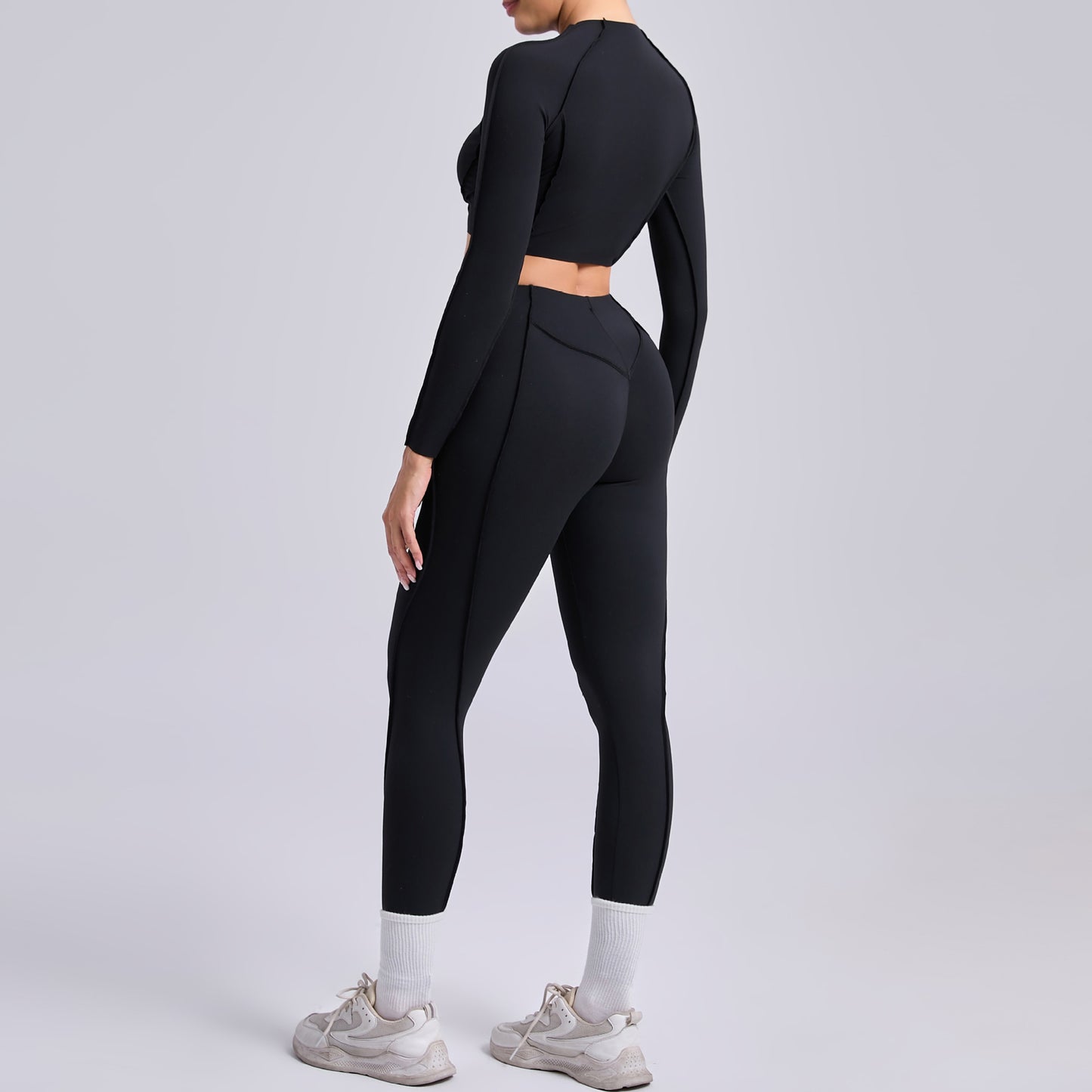 Autumn Sand Three Dimensional Beauty Yoga Two Piece Sets Women Pleated Hip Lifting All Match Yoga Clothes Running Exercise Workout Outfit