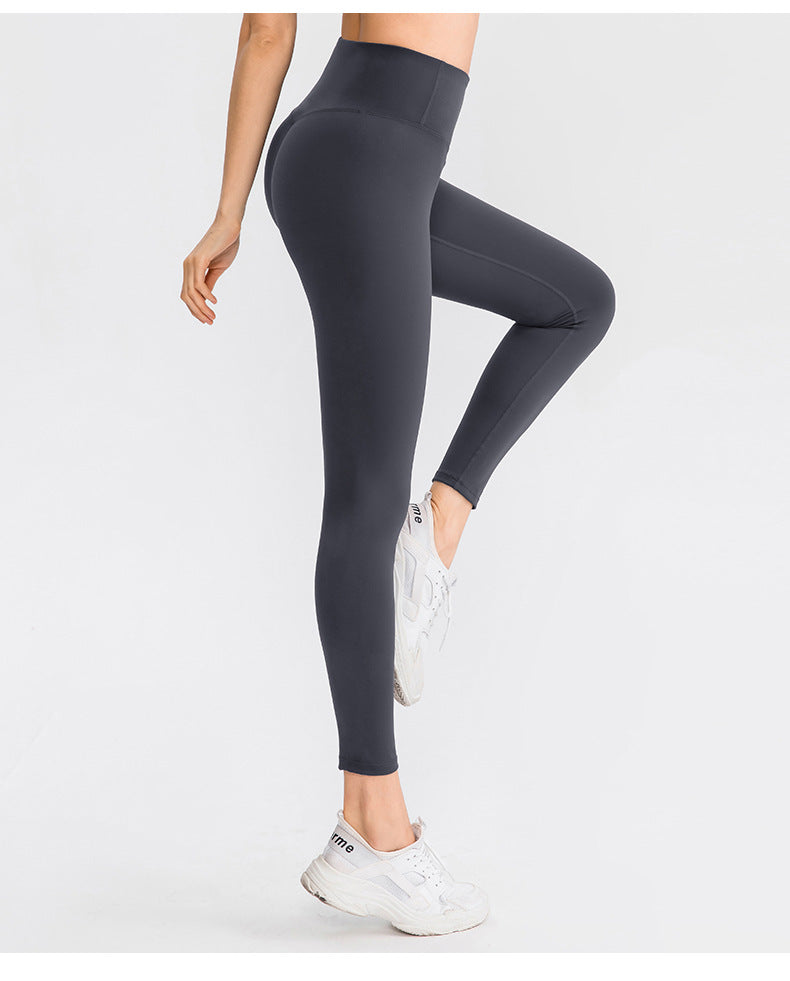 Double Sided Brushed Nude Feel Yoga Pants Women No Embarrassment Line Skinny Running Sports High Waist Hip Lift Fitness Pants