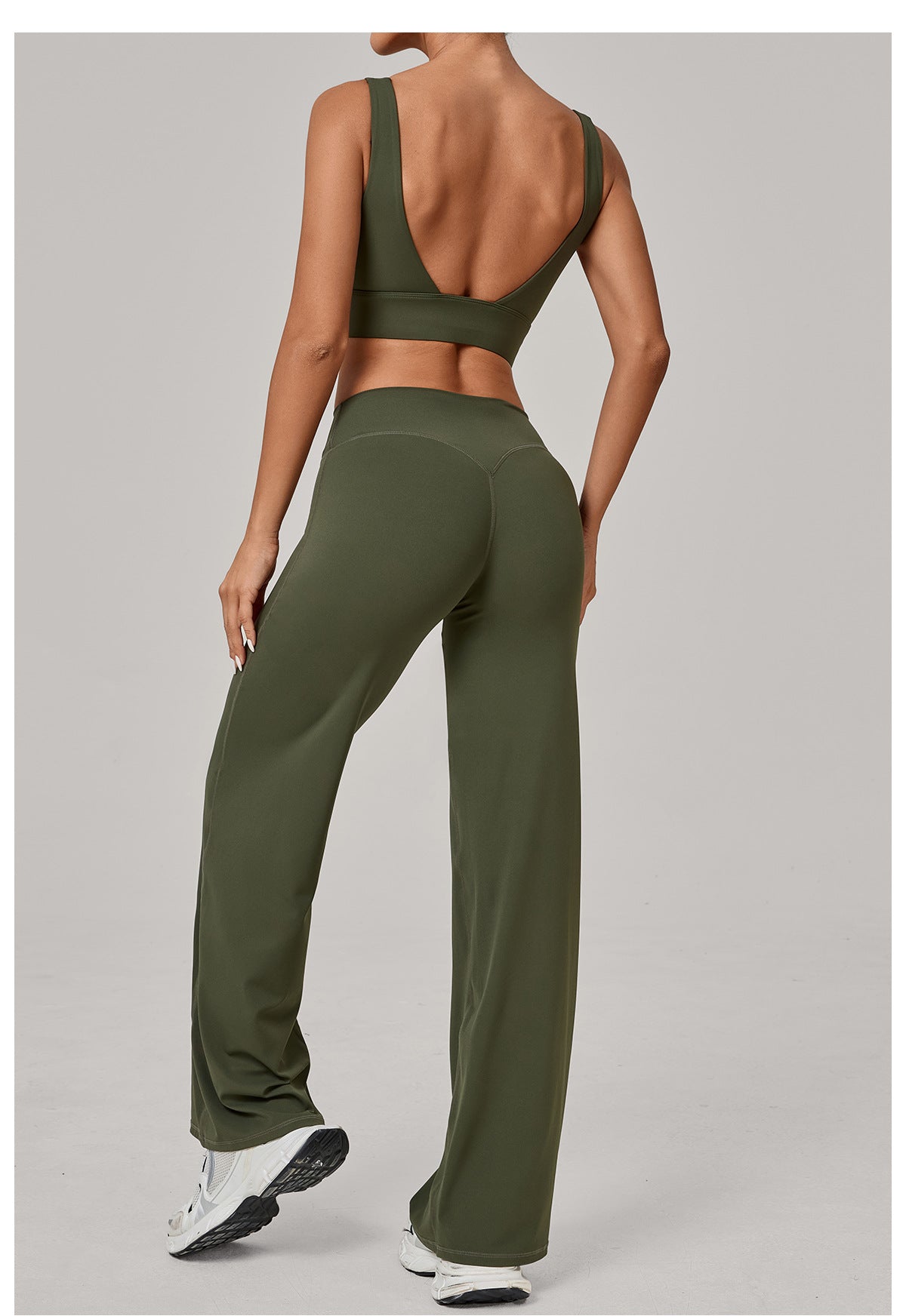Double Shoulder Strap Bra Straight Leg Trousers Yoga Quick Drying Workout Clothes Winter Outdoors Running Sports Set