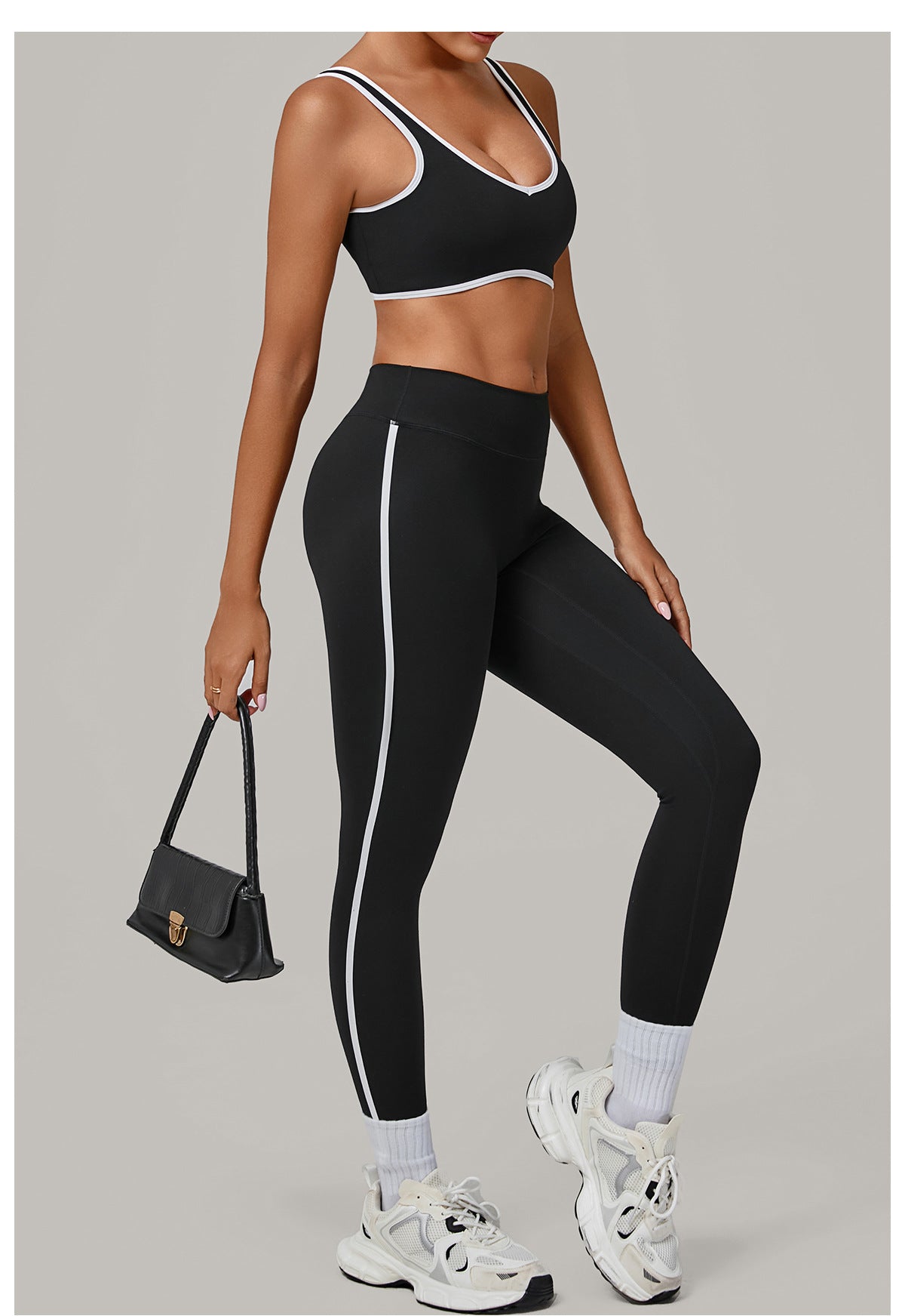 Contrast Color Binding Nude Feel Yoga Beauty Back Tight Quick Drying Workout Clothes Outdoor Sports Two Piece Sets