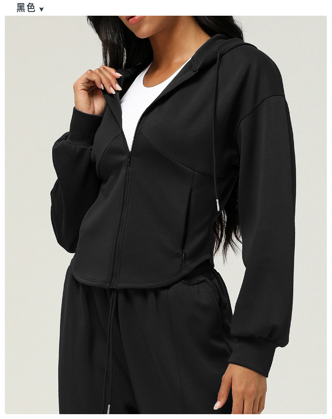 Autumn Winter Sports Zipper Coat Hooded Casual Cardigan Sweater Pocket Loose Yoga Jacket Women