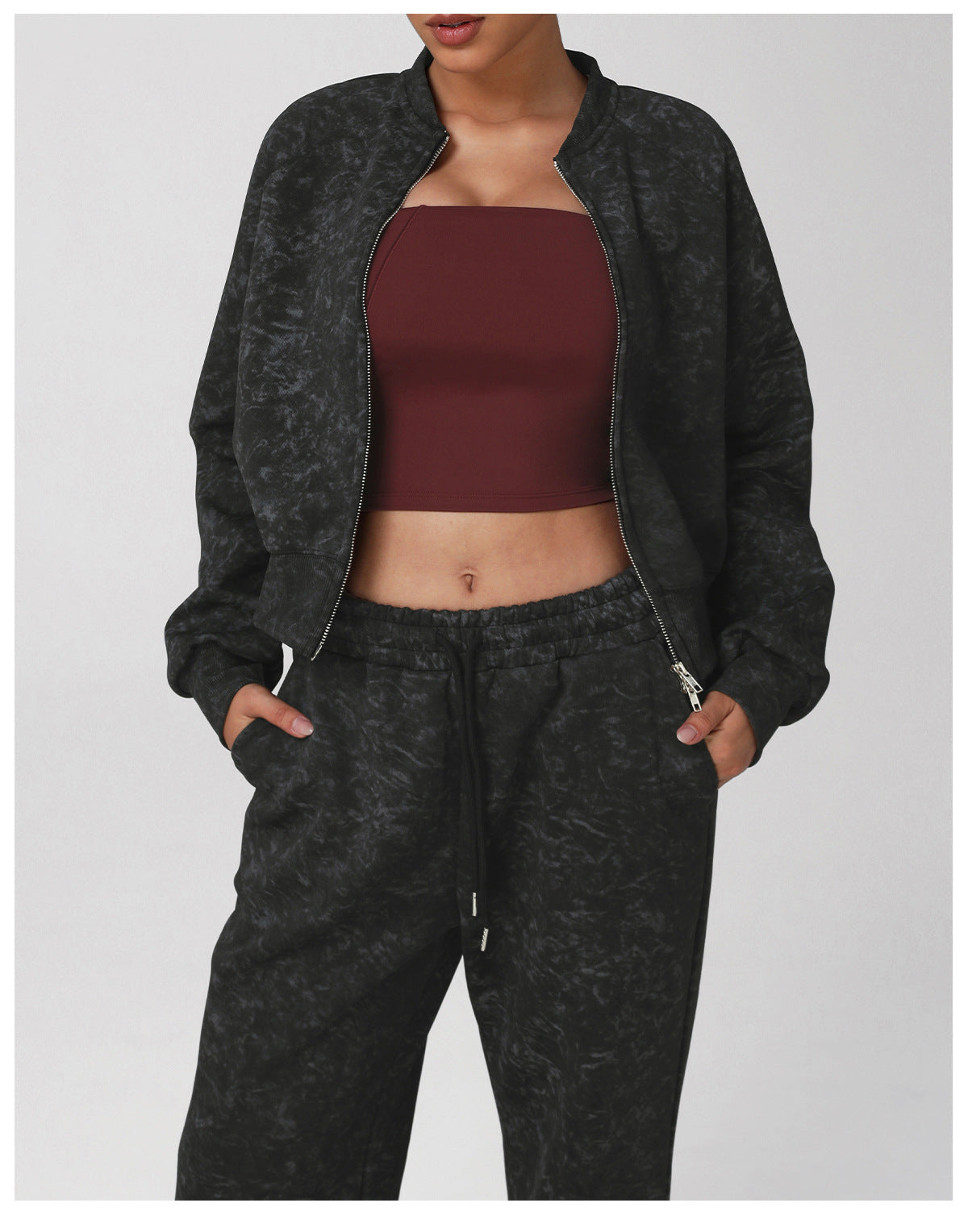Printing Tie Dye Fitness Fall Winter Coat Sports Casual Pants Set Running Yoga Clothes Set