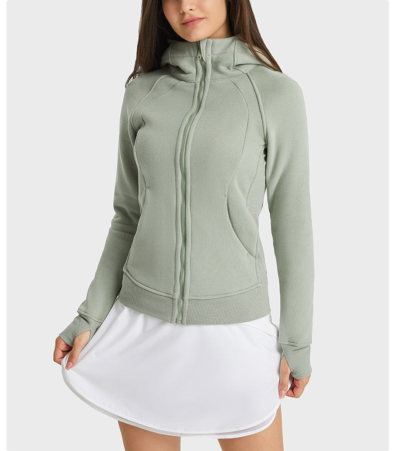 Sca Thickened Warm Hooded Sports Jacket Women Outdoor Casual Outdoor Yoga Training Fitness Jacket