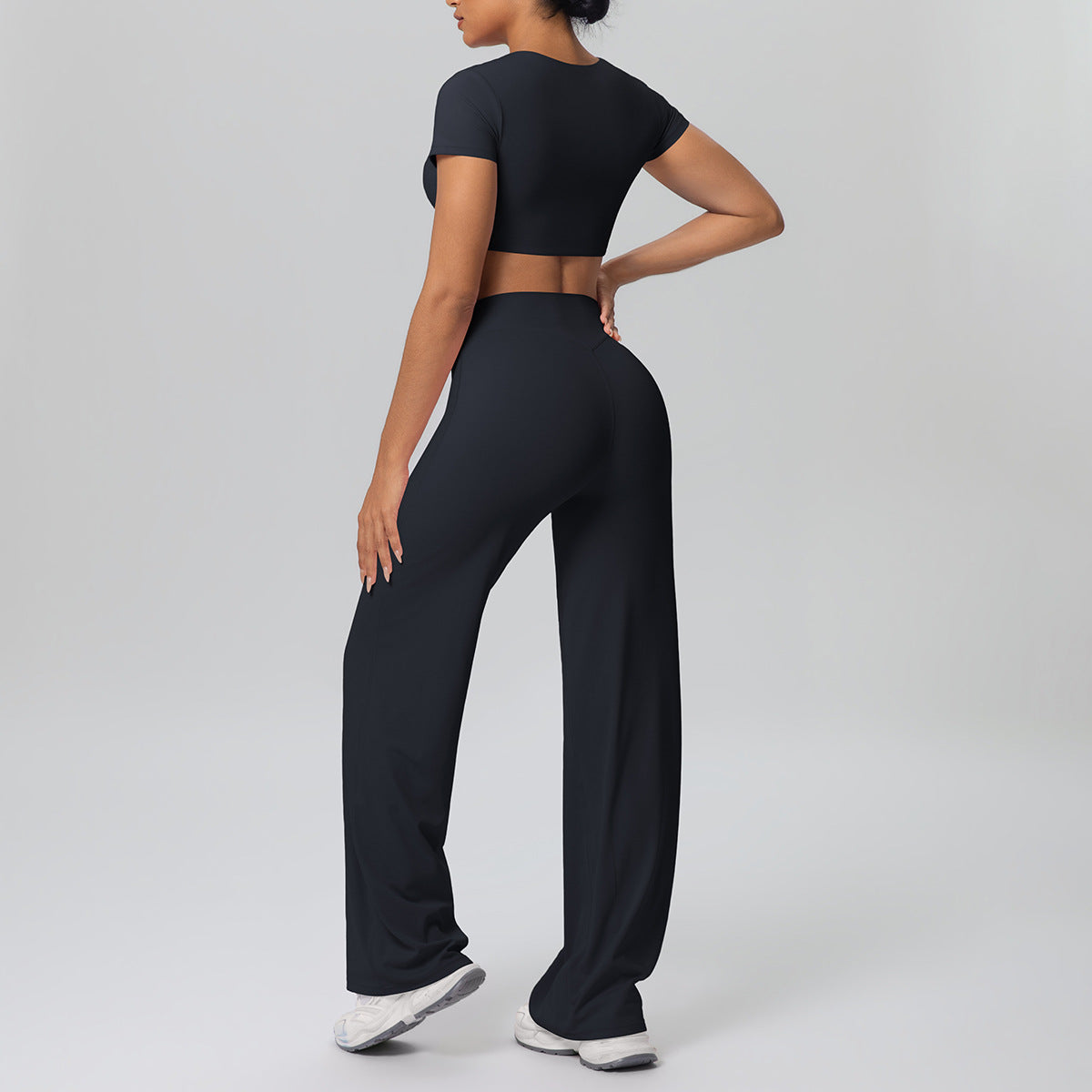 Nude Feel Outdoor Sports Short Sleeve Outdoor Running with Chest Pad Straight Leg Pants Yoga Clothes Leggings Yoga Set