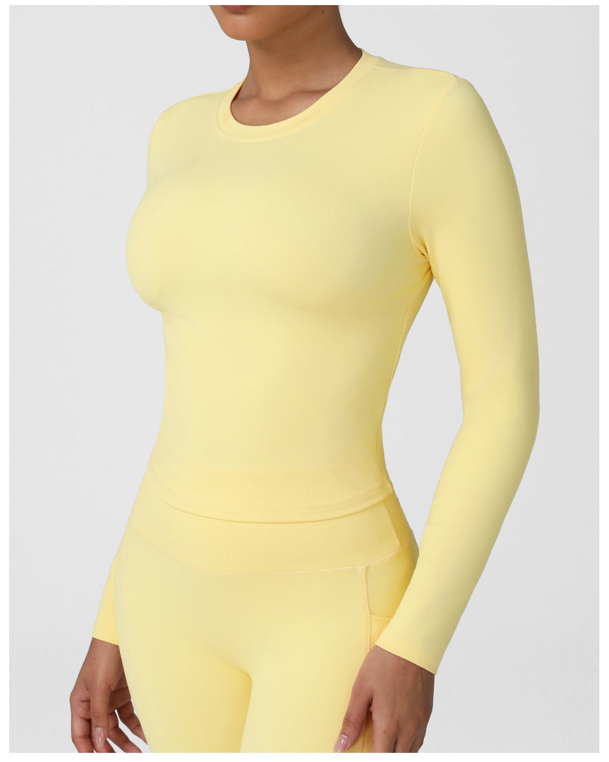 Autumn Winter Tight Yoga Jacket High Elastic round Neck Long Sleeve T shirt Running Outdoors Sports Top Workout Clothes for Women