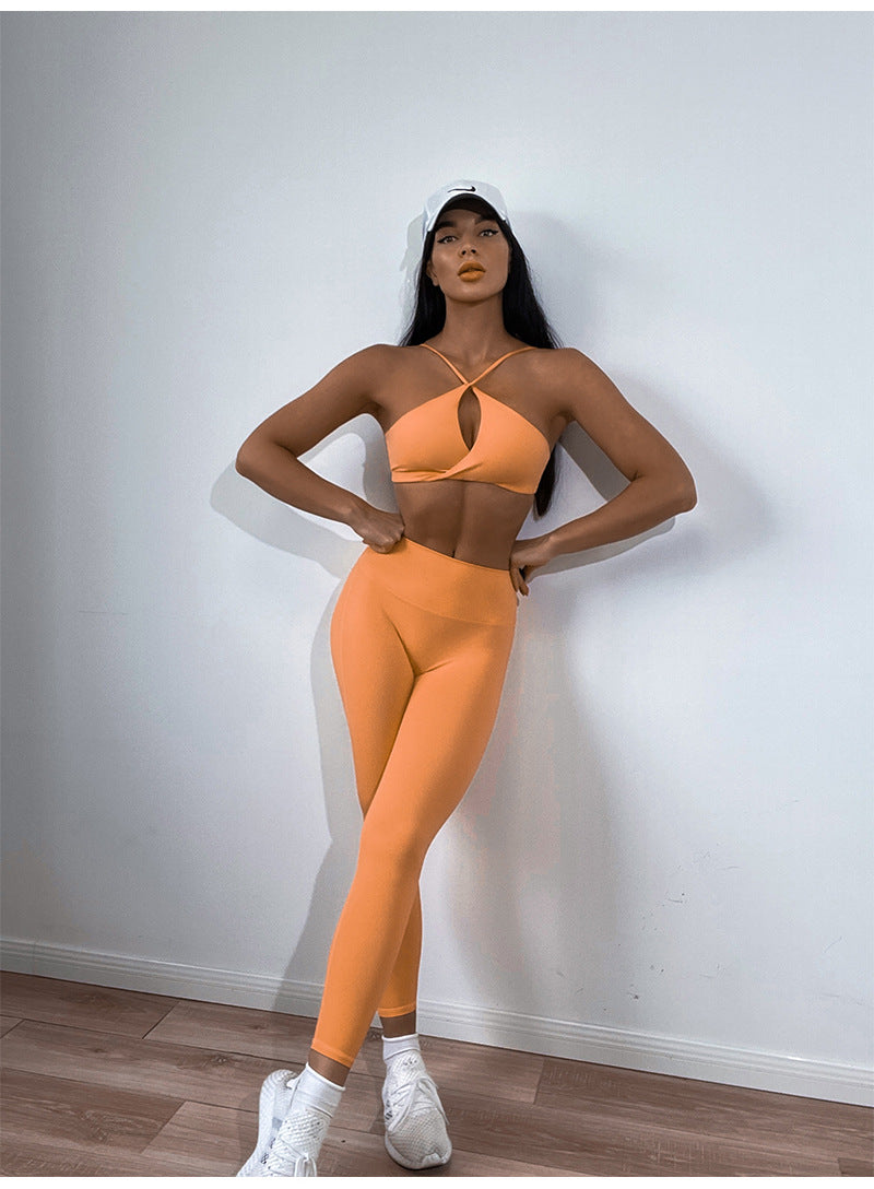 Super Stretch Running Fitness Yoga Wear Women Twist Bra Pleated Yoga Pants Four Piece Set