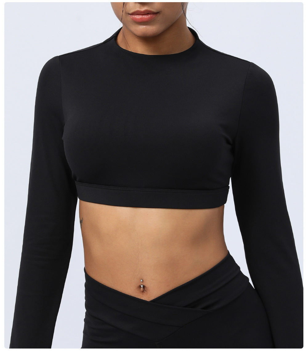 Hollow Out Cutout Out Beauty Back Yoga Clothing Top Long Sleeves Cropped Sports T Shirt Tight Workout Clothes Top Women