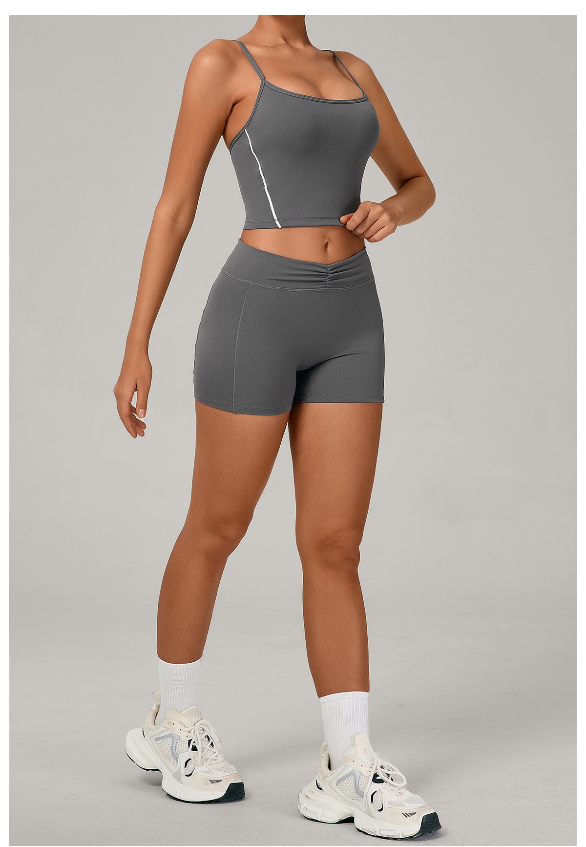 Nude Feel Tight Back Yoga Belly Contracting Hip Lifting Outdoor Running Sports Set