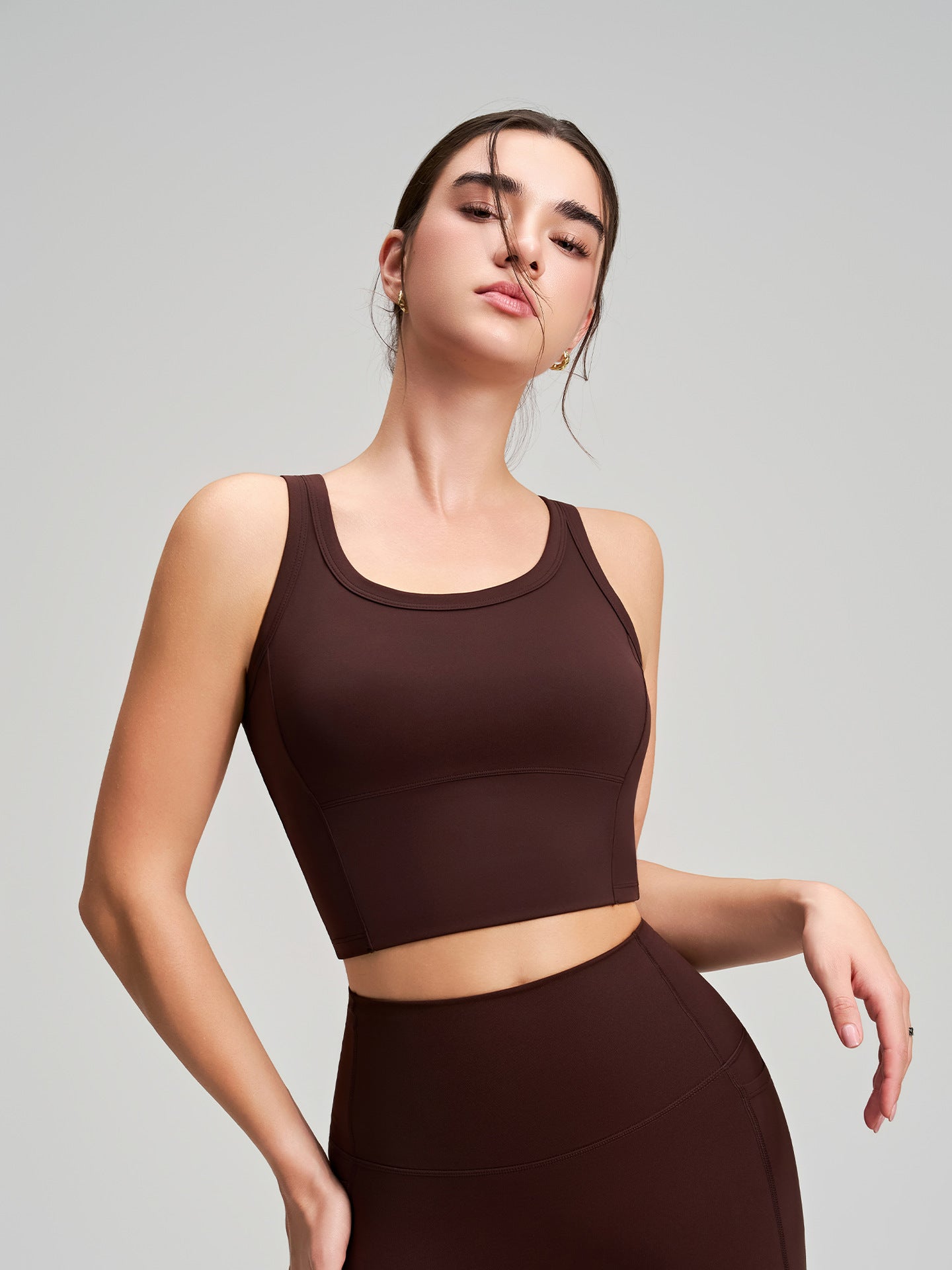 Yoga Vest Top Fixed Cup Workout Bra Women Shockproof Push-up Medium High Strength Sports Underwear
