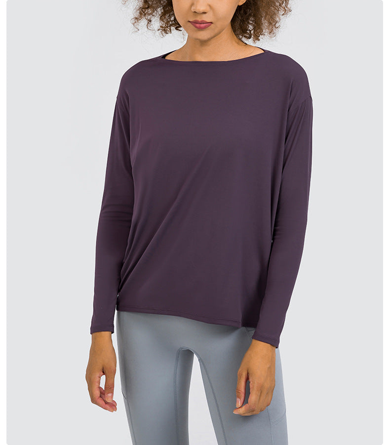 Arrival Double Sided Nude Feel Loose Long Sleeved Women Slim Fit Breathable Simple Women Training Fitness Yoga Wear
