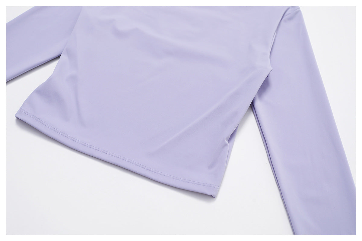 Sollinarry Tight Nude Feel Long Sleeved T Shirt Yoga Clothes Outdoor Sports Top Stretch Slimming Training Workout Clothes