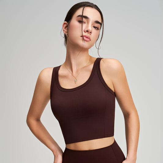 Yoga Vest Top Fixed Cup Workout Bra Women Shockproof Push-up Medium High Strength Sports Underwear