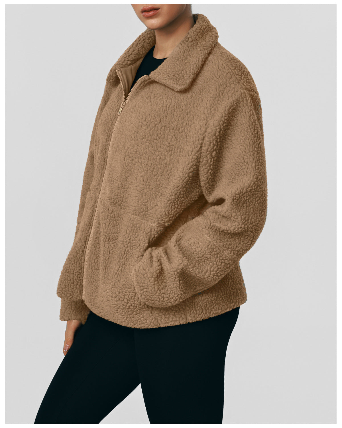 Autumn Winter Thickening Lamb Wool Casual Coat Women Warm Sports Turn-down Collar Coat Outdoor Running Cardigan Sweater