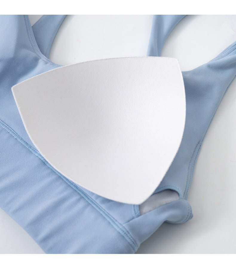 Sexy Hollow Out Cutout Beauty Back Exercise Underwear Women Chest Pad Gathering Bra Shockproof Fitness Vest