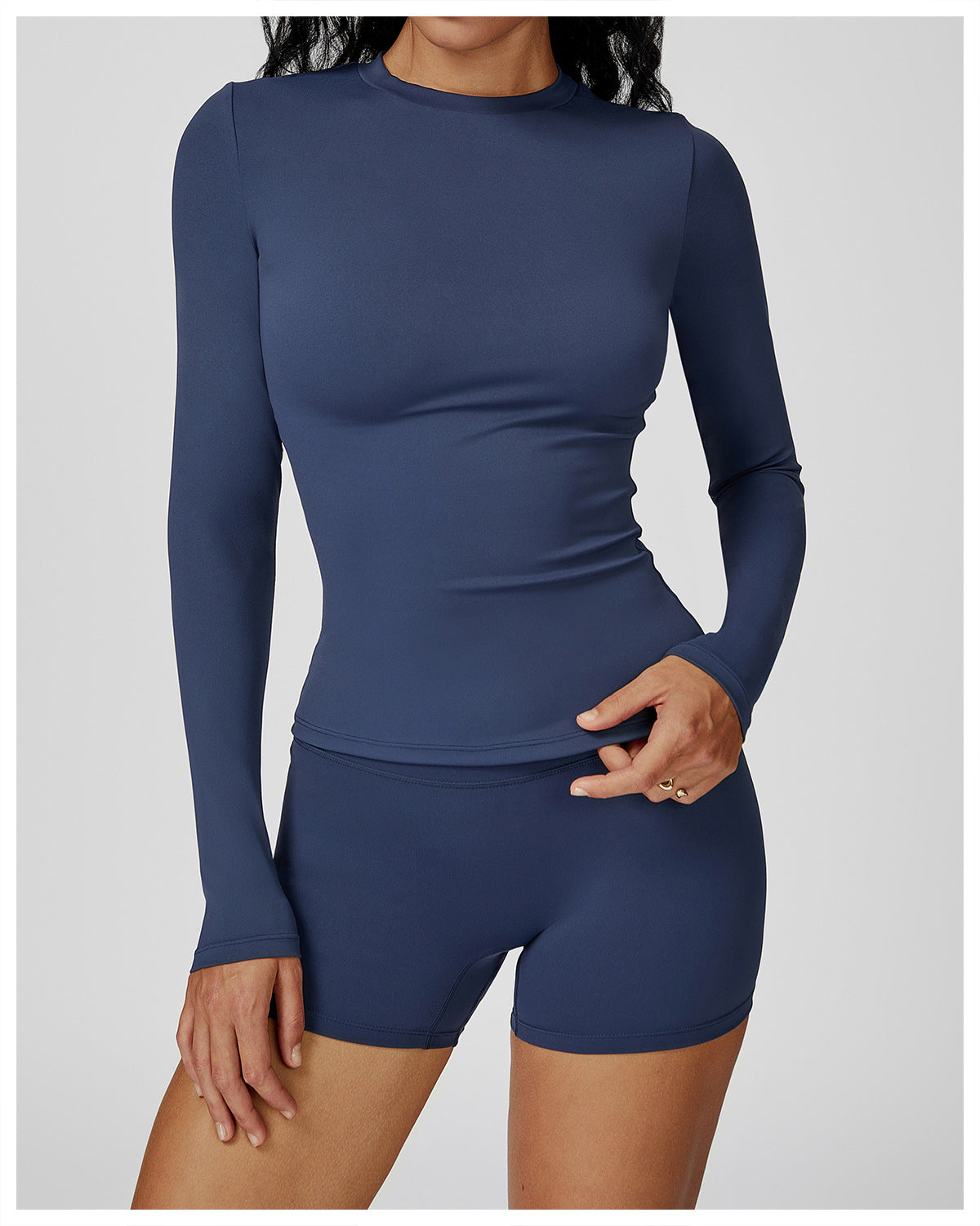 Sollinarry Brushed Long Sleeve Yoga Clothes round Neck Slim Fitness Clothes Outdoor Running Sport Long Sleeve T shirt