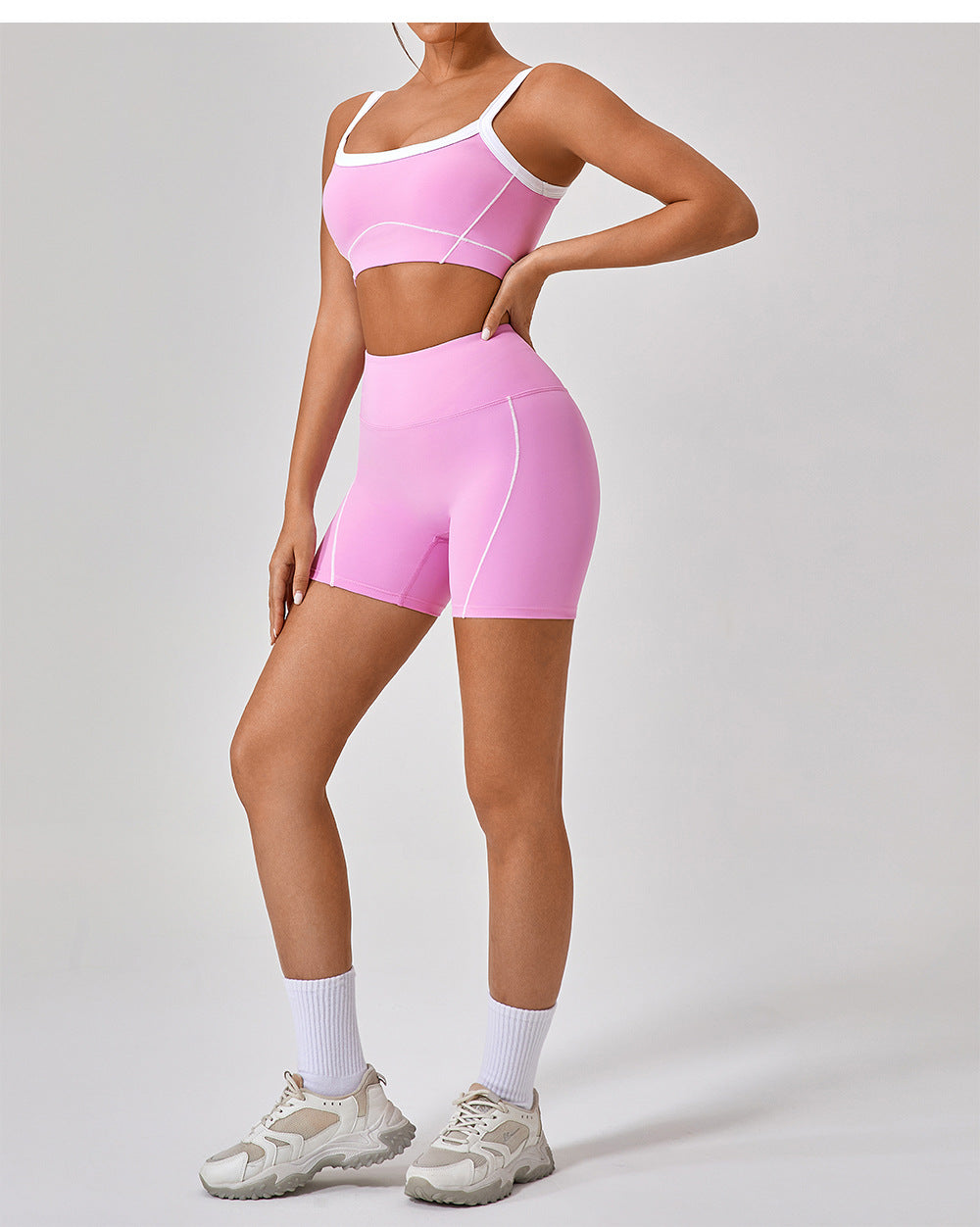 White Edge Nude Feel Outdoor Sports Underwear Women Shockproof High Strength Spaghetti Strap Beauty Back Yoga Vest