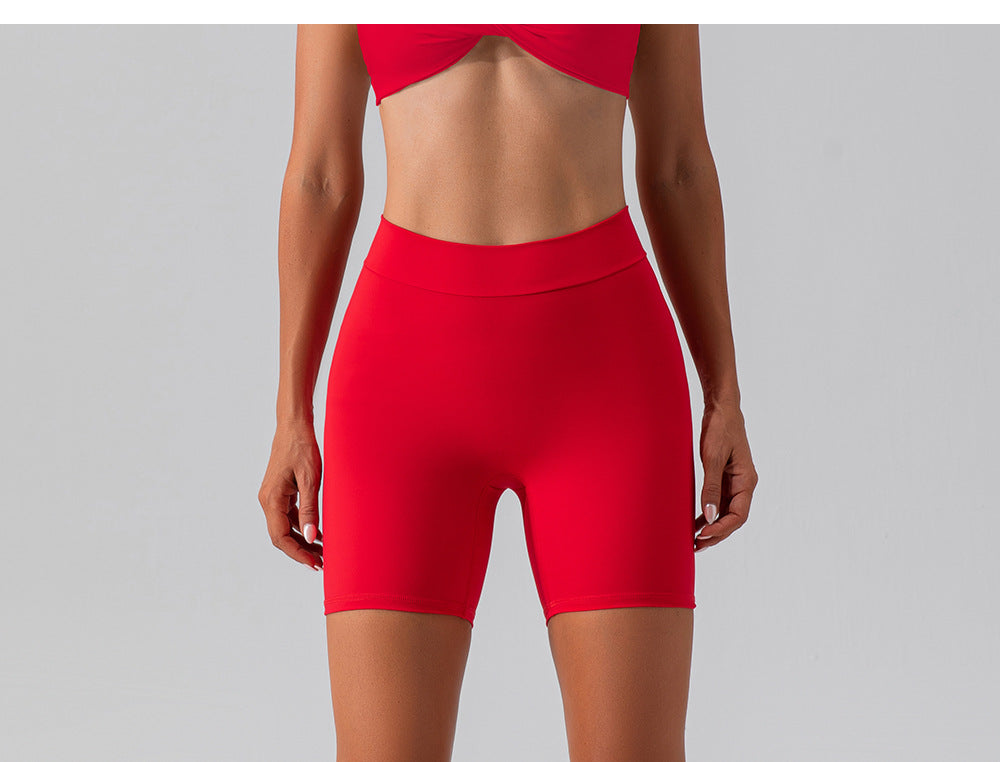 Elastic Brushed Yoga Pants Hip Lift Belly Shaping Slim Fit Fitness Pants Outer Wear Running Exercise Shorts Women