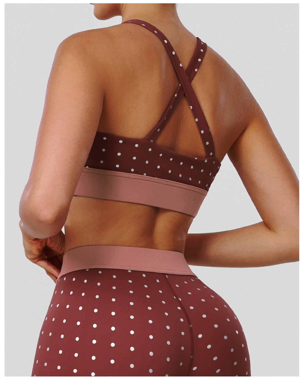 Push up Color Matching Dot Sexy Yoga Underwear Cross Beauty Back High Elastic Sports Underwear Training Workout Clothes