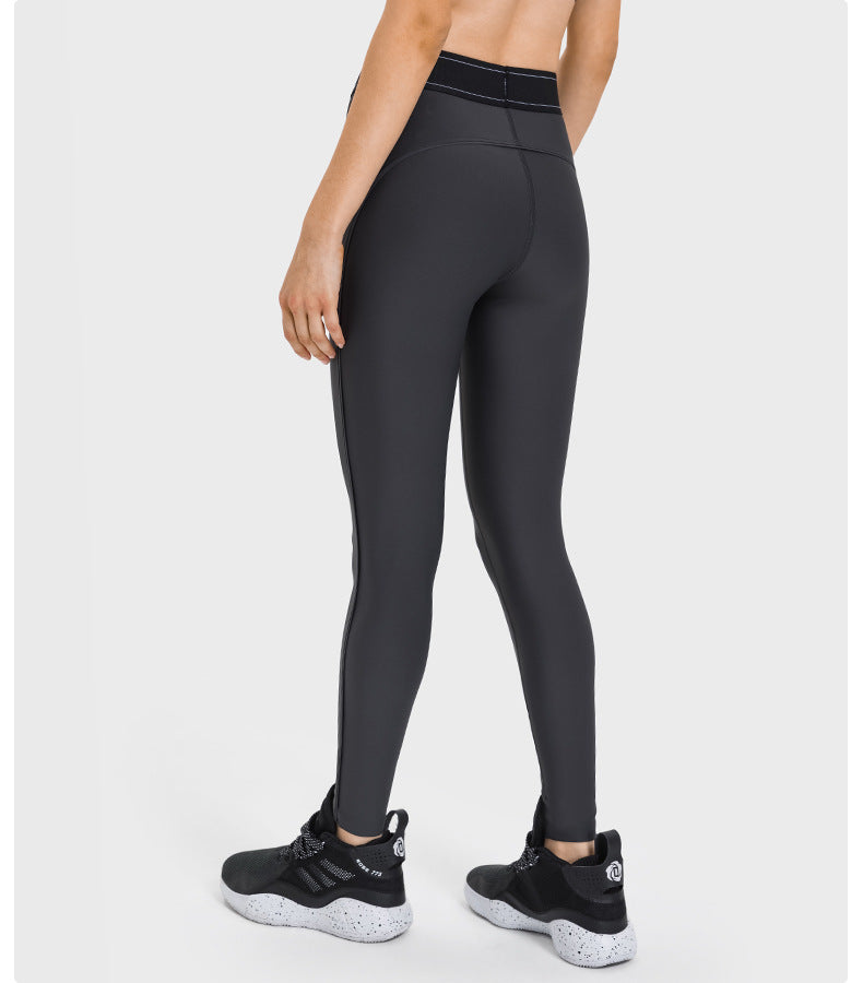 Contrast Color Elasticated Waist Sports Tights High Elastic Slim Slimming Training Fitness Yoga Pants Women